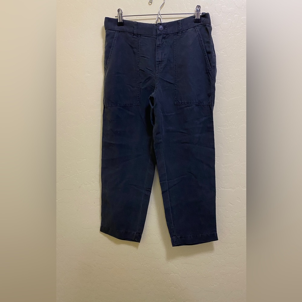 J Crew 6 Petite Grey Crop Linen Blend Relaxed Pant NWT